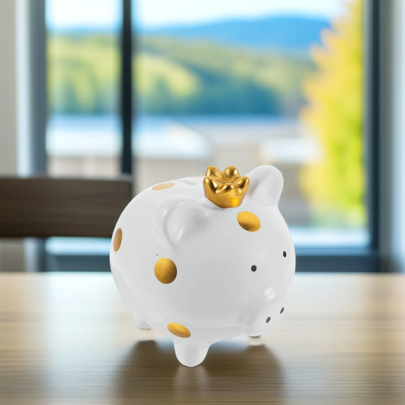 กระปุกออมสินเซรามิคการ์ตูนรูปหมูขนาดเล็กสำหรับเด็กเล็ก พร้อมจุกยางถอดได้ ของตกแต่งโต๊ะทำงาน