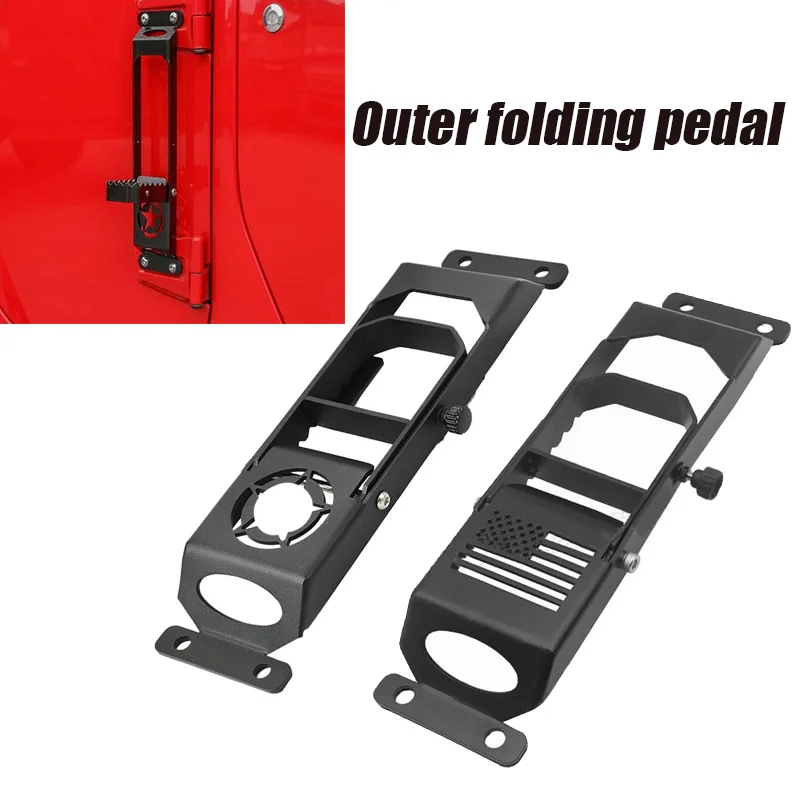 

Car Exterior Door Hinge Folding Foot Pedal Peg Rest Pedal Plate Foot Pegs For Jeep For Wrangler JK JL 2007-2022Matte Black