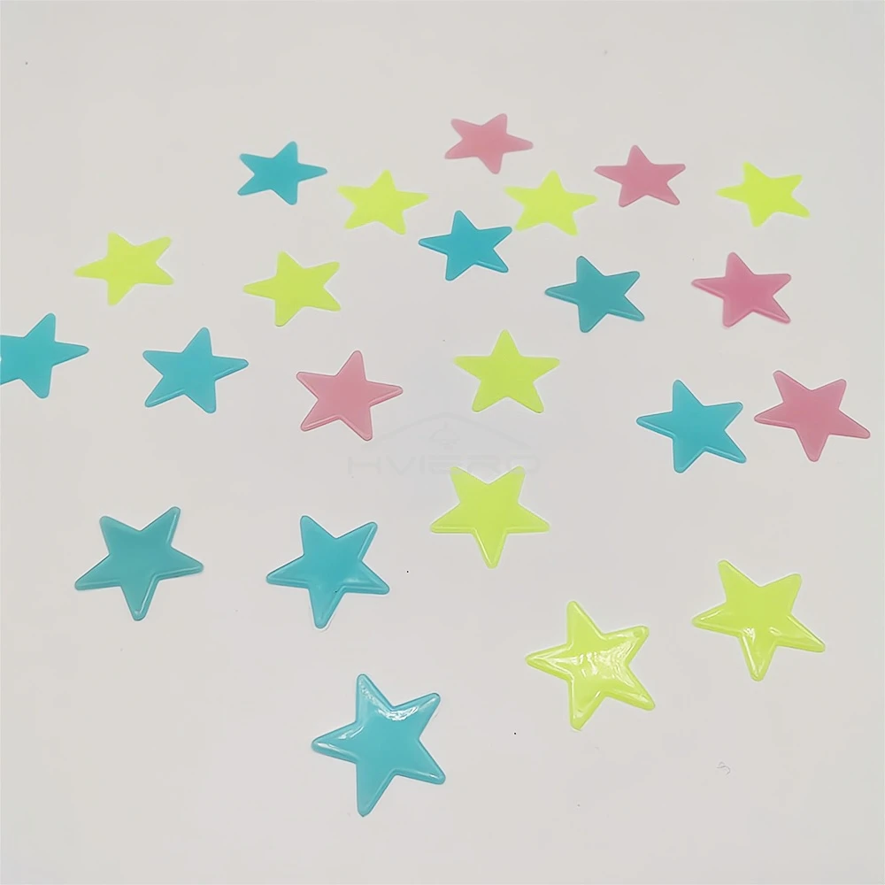 50X Glowing 3D Stars Glow in Dark on Wall Decoration Stickers Kids Baby Room Bedrooms Ceilings Home Fluorescent Pentagram Paper