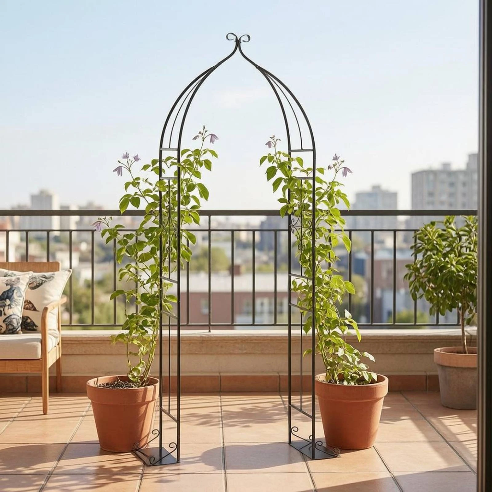 Freestanding Arch Trellis Scroll Accents Metal Garden Arch Iron Wire Trellis Tall Multi-Purpose
