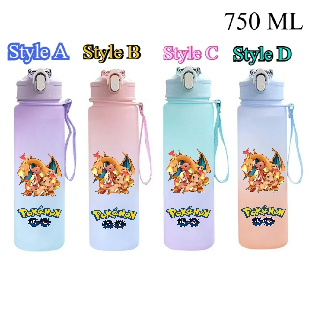 750ml pokémon gengar pikachu mewtwo charizard plastový naklonění barva sláma voda pohár sport voda láhev outdoorové velký schopnost