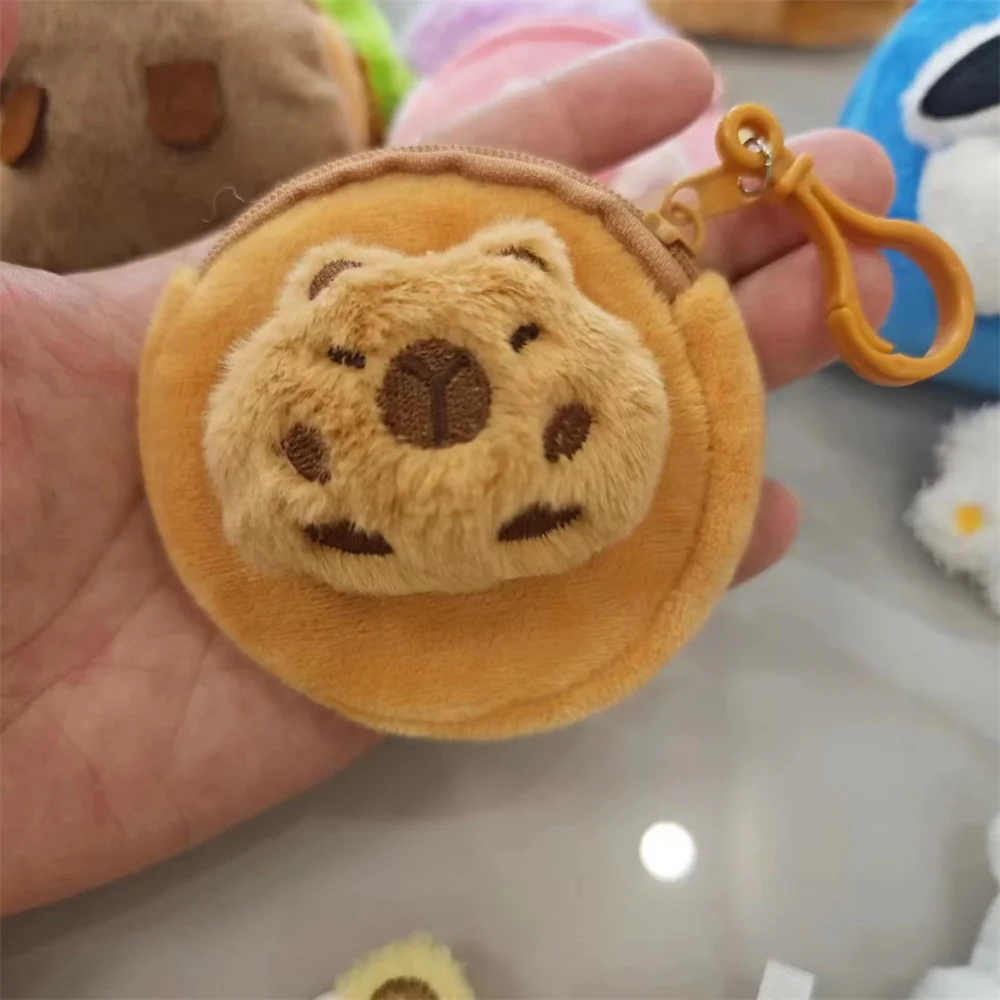 น่ารัก Capybara Plush หูฟังกระเป๋าสตางค์การ์ตูนเหรียญรอบกระเป๋าจี้มินิแฟชั่นลิปสติกหูฟังกระเป๋า