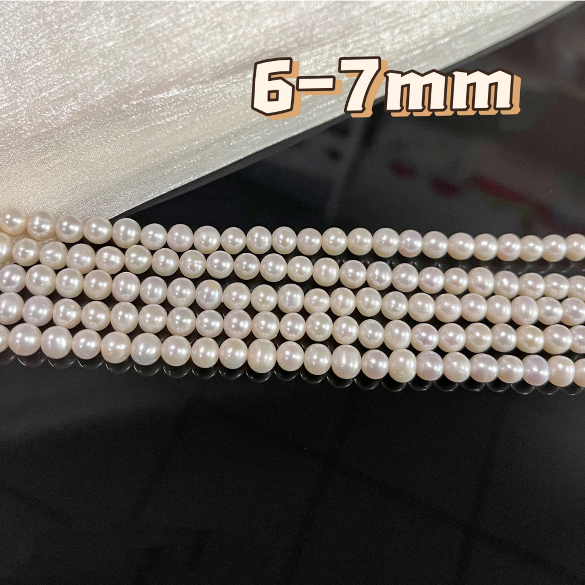 

High Quality High Gloss AAA Round Natural Freshwater White Pearl Jewelry Making DIY Necklace Bracelet Accessories Gift 36cm