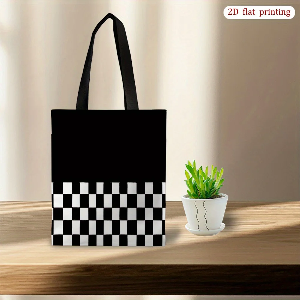 Plaid Tote Bag - Lightweight, Versatile Shopper Bag , Ideal for Travel, Work, and Everyday Use, Machine Washable