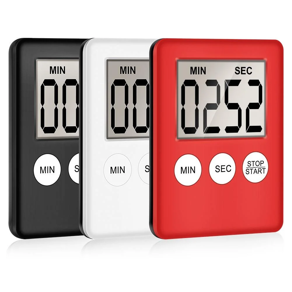 Ultra-thin mini LCD digital display kitchen timer square kitchen countdown alarm clock magnet clock sleep stopwatch clock timer