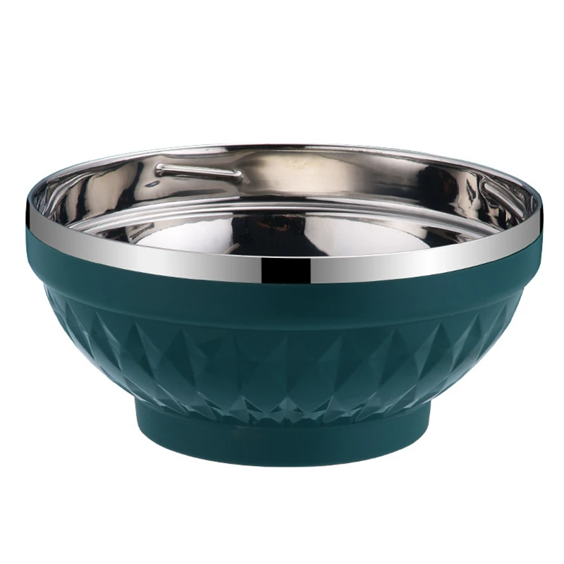 

730 мл 304 миска для горячего супа из нержавеющей стали для риса Северная Европа двухслойные теплоизоляционные миски для столовой большой емкости