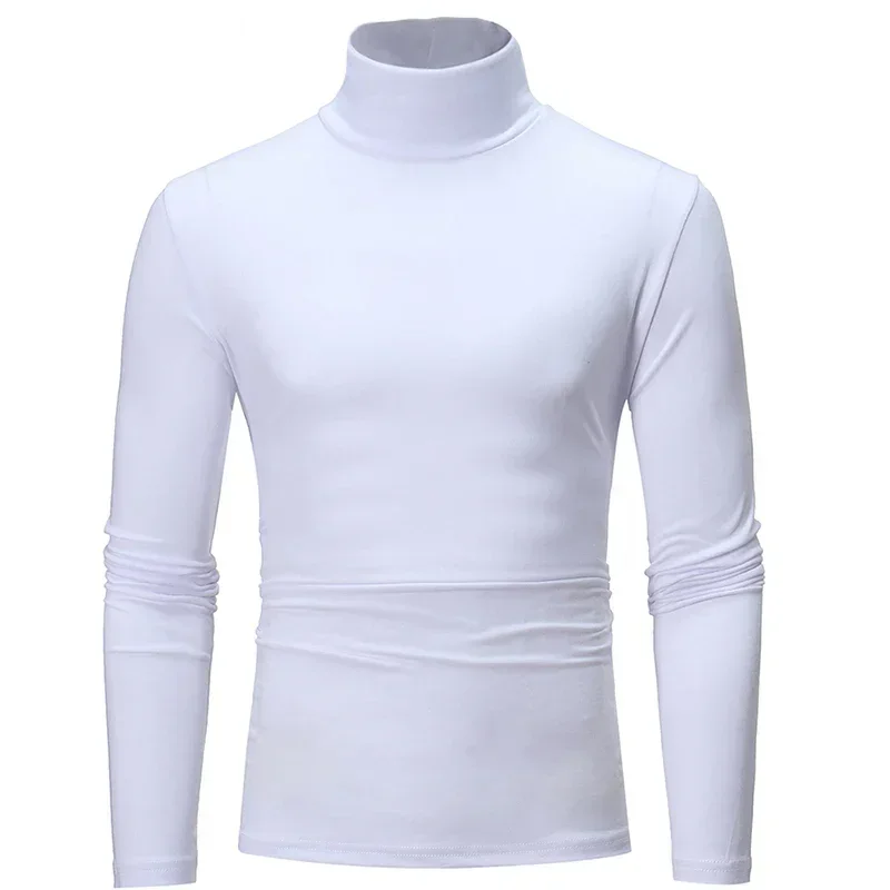 2023 Fashion Europe And The United States Men's Men's High-neck Long-sleeved T-shirt Explosion Solid Color Matching Base Shirt