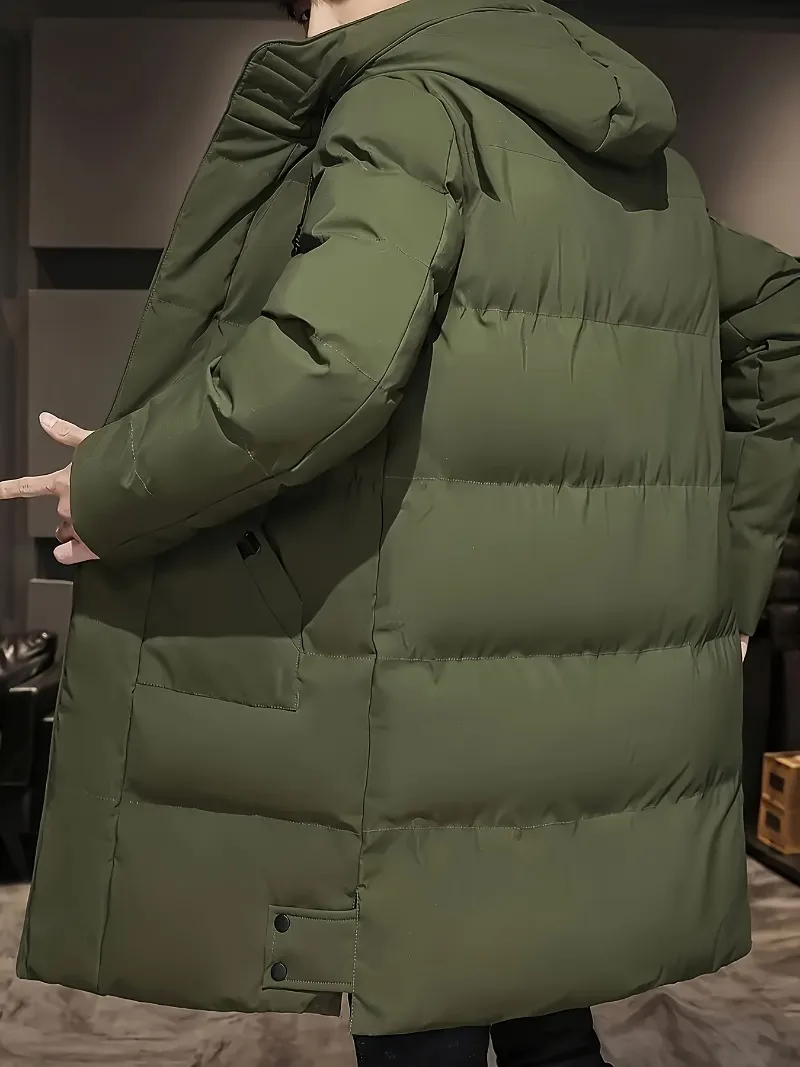 

Зимняя куртка больших размеров, парка для мужчин, термоизолированное пальто с застежкой-молнией спереди, свободная верхняя одежда с длинными рукавами,