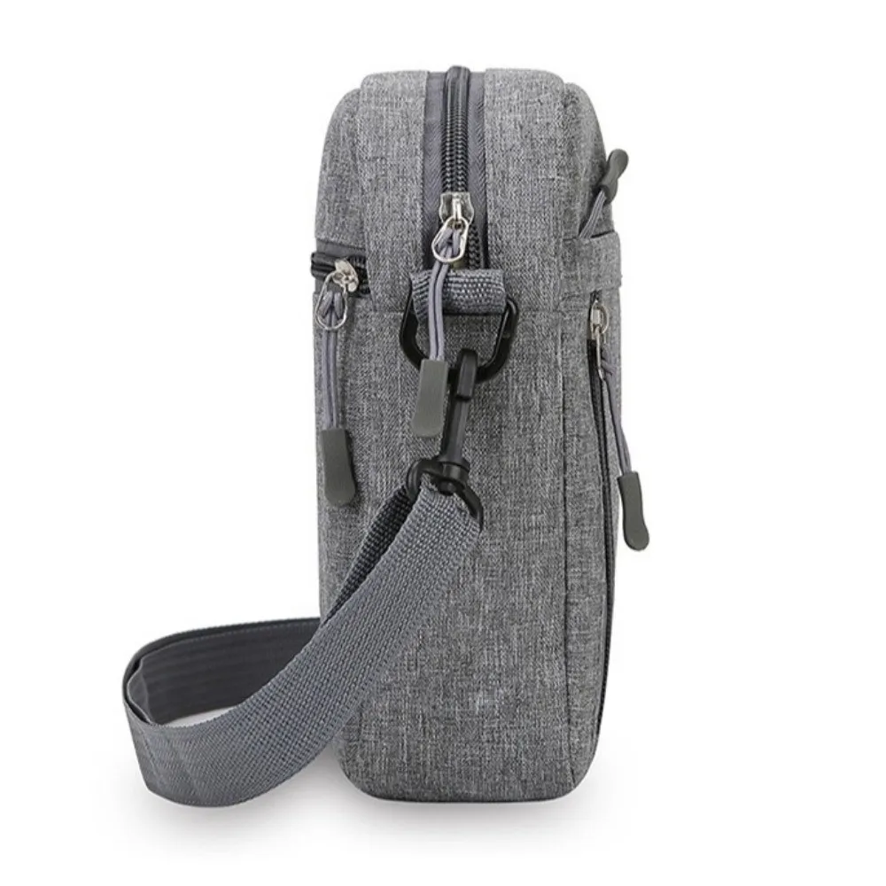 Fashion Nylon Men Shoulder Bag Multi-pocket Lightweight Crossbody Bag with Zipper Solid Color Travel Phone Bag