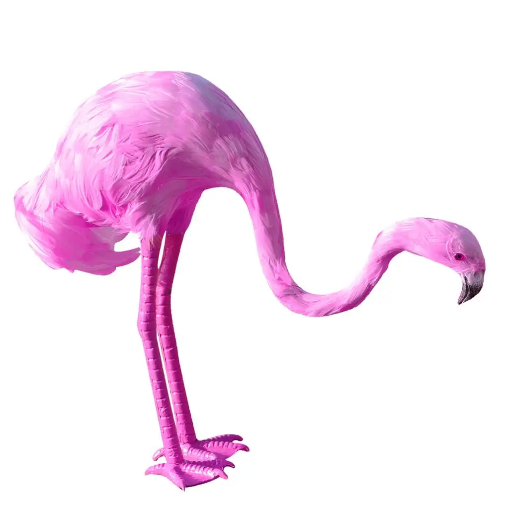 Artificial Fur Flamingo Lawn Figurine Large Garden Statue Animal Decor Outdoor Ornament for Garden Decoration