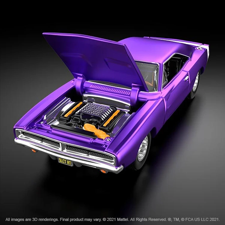 Hot Wheels RLC 69 Dodge Charger Member voting car electroplated purple open cover 1/64 alloy simulation car model