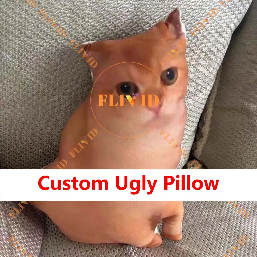 Personalized 3D Cat Ugly Pillow,Customized Pet Animals Cushion,Custom Dog Throw Pillow,Hot Birthday Gift,Pet Loss Memorial Gifts