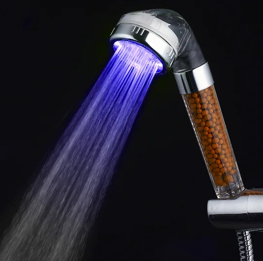 

7 Color Changing Lights High Pressure Spray Ionic LED Light Filter Showerheads Without Batteries