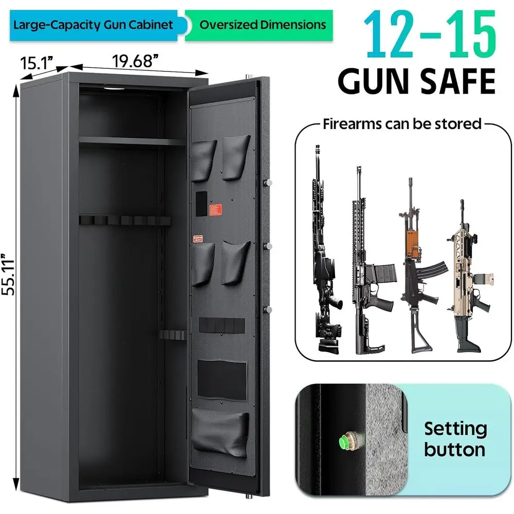 Secure Storage for Firearms: Rifle and Pistol Safe with Adjustable Racks for AR15 and More
