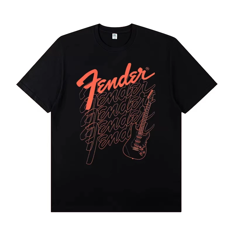 

Fender Electric Guitar Accessories Summer New Pure Cotton Short-sleeved Printed T-shirt Rock Band Practice Men Short Sleeve Tee