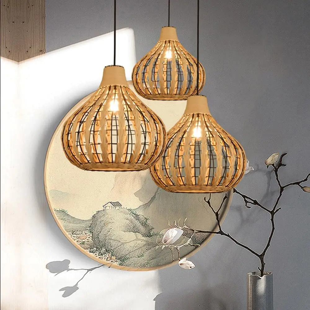

Vintage Rattan Pendant Lights 35CM Hand-woven Rattan Hanging Lamp Lights for Living Room Decoration Dining Room Lamps E27