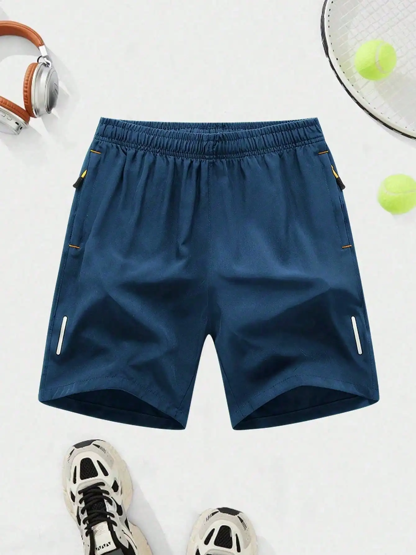 

Men's Casual Reflective Stripe Straight Leg Shorts For Sports Outdoor Running Spring Summer