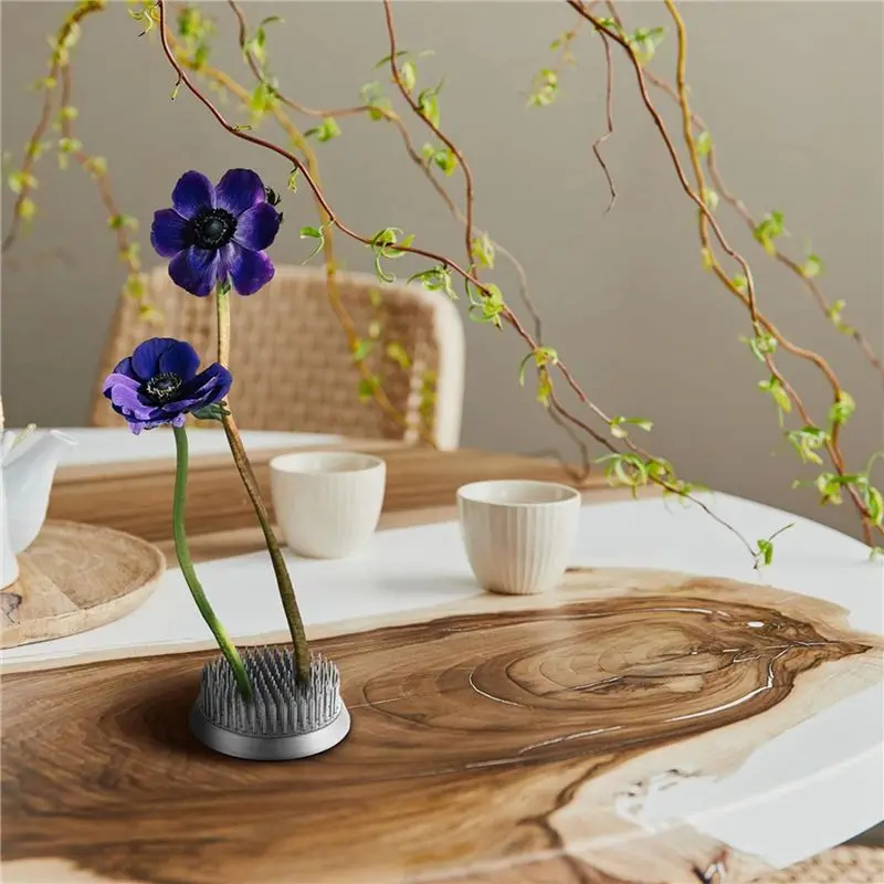 AB47-12 Pcs 3 Size Stainless Floral Frogs Kenzan Flower Holder Round Flower Arrangers Silvery Kenzan (0.9In, 1.34In, 2.36In)