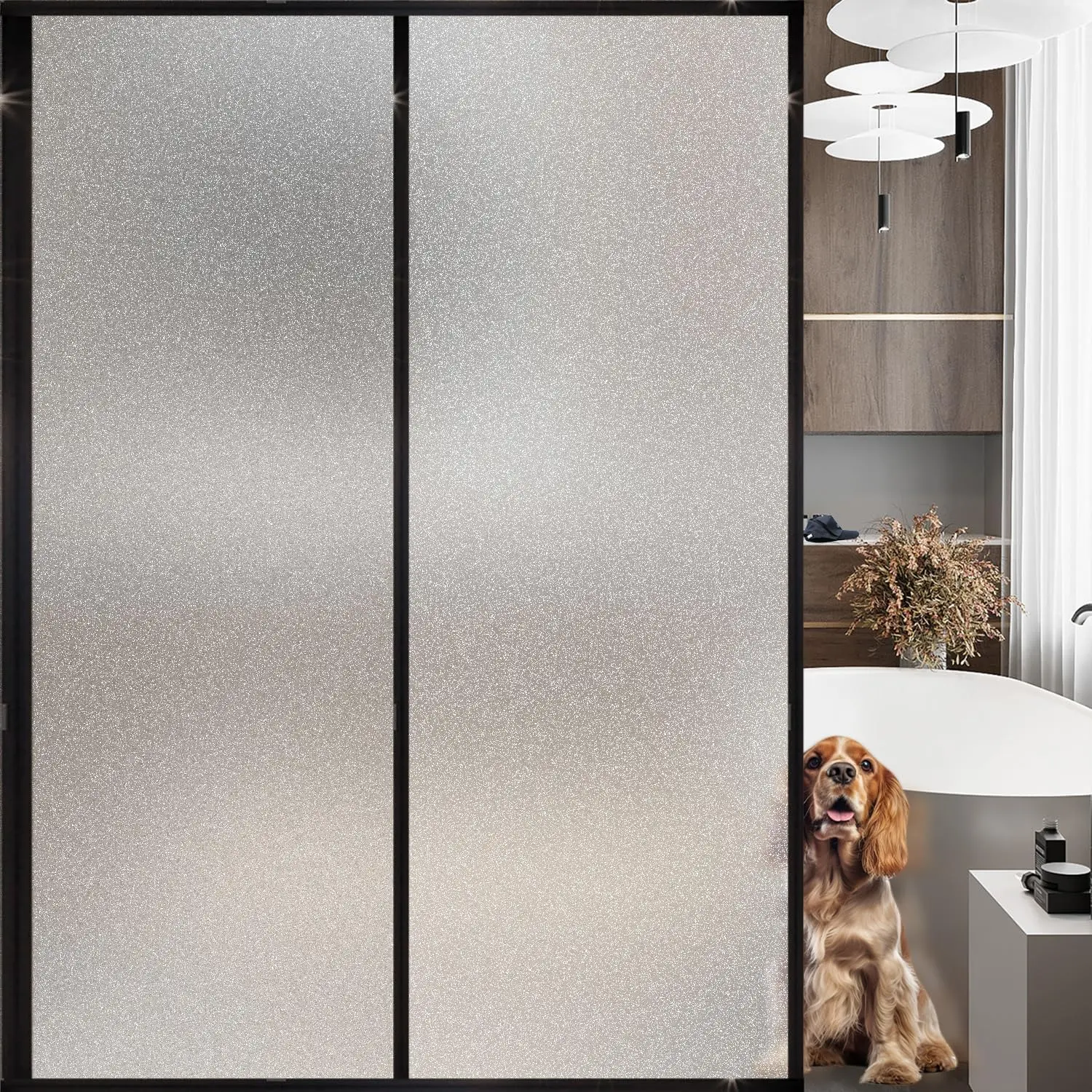 

Frosted Glass Window Privacy Film, Static Cling, Removable, Anti-UV, Heat Blocking, 45.2×157.4Inch