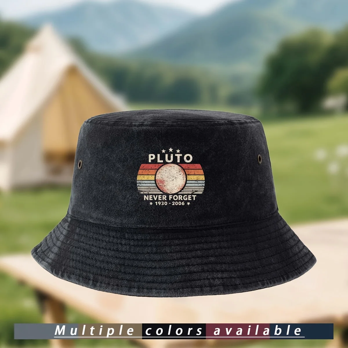 Pluto Never Forget Slogan Pattern Fisherman Hat Casual Hat Fashion Bucket Hat Easy Trendy Comfortable Individual Basin Hat Unise