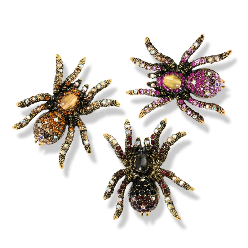 Muylinda Antique Cat's Eye Spider Brooch Fashion Jewelry Pins, Inset Brooches and Pins for Man Women Girl Decorate Clothes Scarf