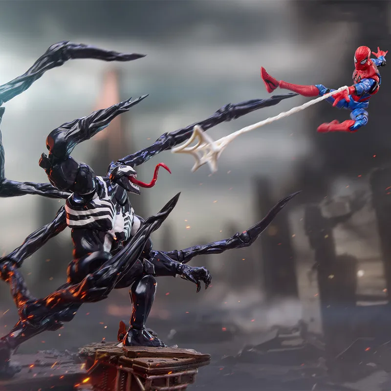 BLOKES Miguel O'Hara Spider-Man Venom Beyond-versie Action Figure Beweegbaar model Assemblage Speelgoed Desktop Ornament Verjaardagscadeaus