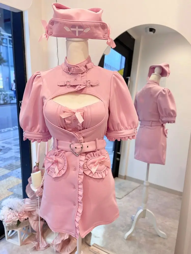 

Japanese Sweet Lolita 2 Piece Sets Women Elegant Slim Fit Tops Y2k Mini Skirt Girls Streetwear Harajuku Fashion Suit Outfits
