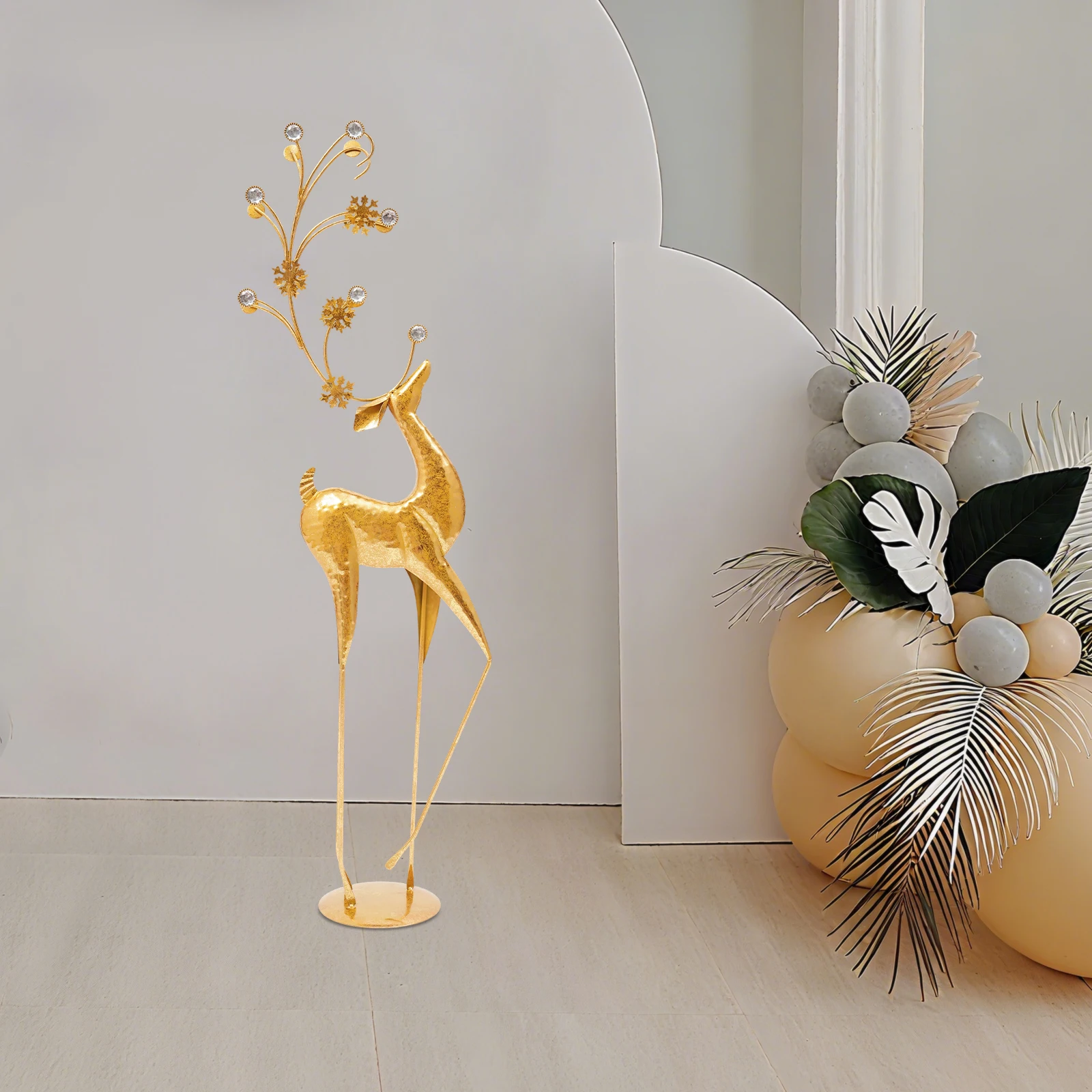 

Gold, Medium Size Deer Statue Decoration, Retro Deer Freestanding Ornament, Deer Ornamen for Decorating Home Office, 32*16*100cm