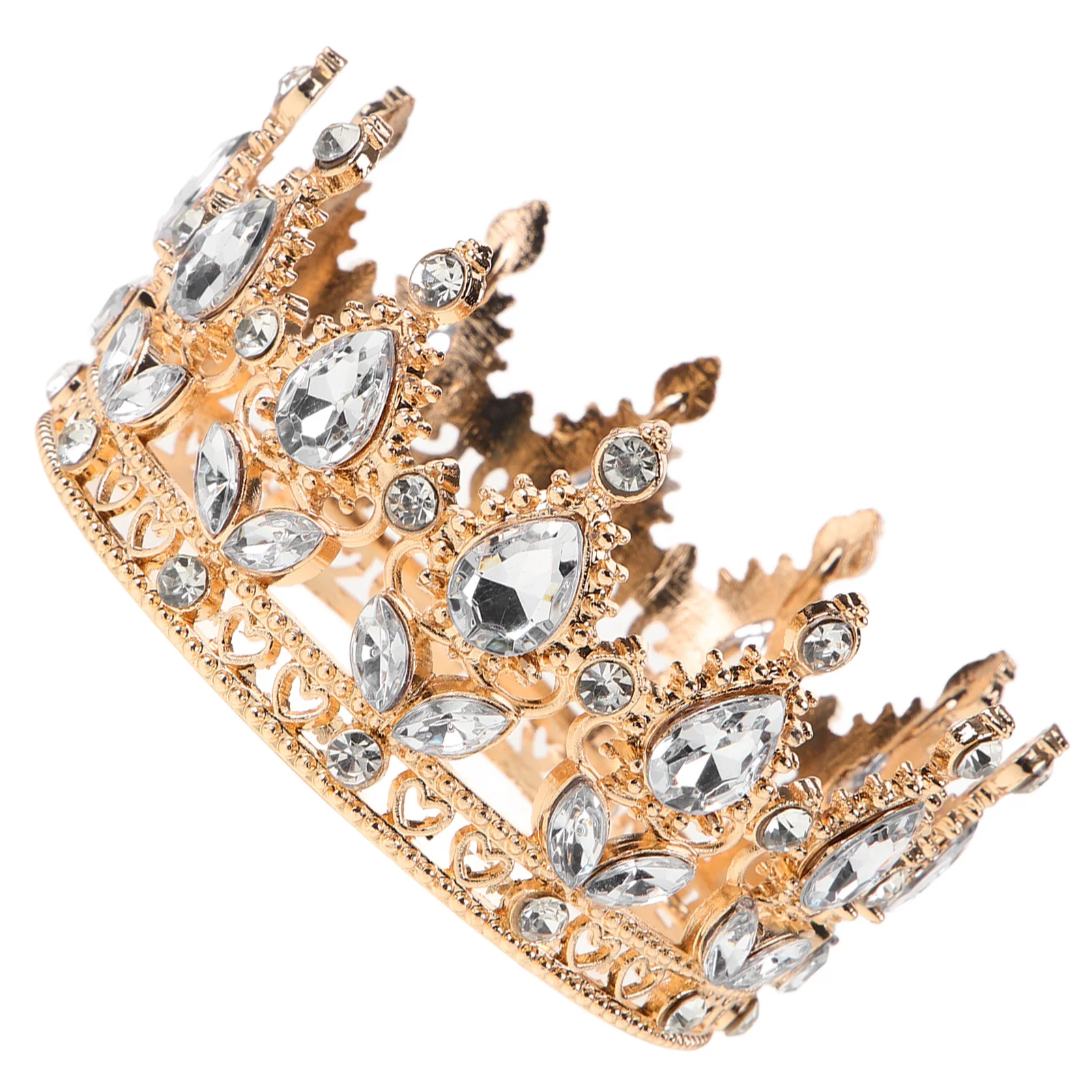 حجر الراين عقال للرأس على شكل تاج الباروك نمط تاج الزفاف لحفلات الزفاف حفلة موسيقية عيد ميلاد المرأة تاج إكسسوارات الشعر #5