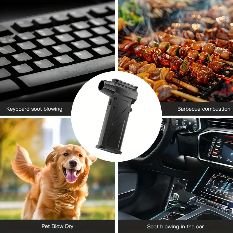 مروحة ومنفاخ توربو عالية السرعة بدون فرش بقدرة 150,000 دورة في الدقيقة - منفضة هواء محمولة بقدرة 6000 مللي أمبير في الساعة مع مجموعة مكنسة كهربائية، منفاخ نفاث 4 سرعات للسيارة