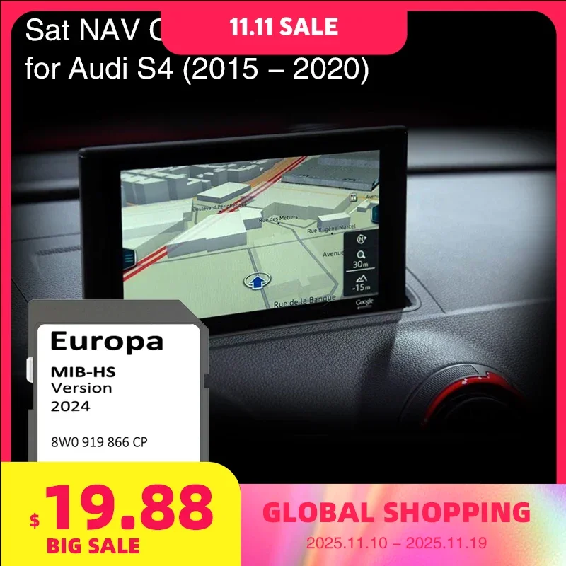 

SD Card Europe 2024 map for Audi S4 2015-2020 Vehicle Navigation MIB-HS MHS2 System Sat Nav 16GB 8W0 919 866 CP