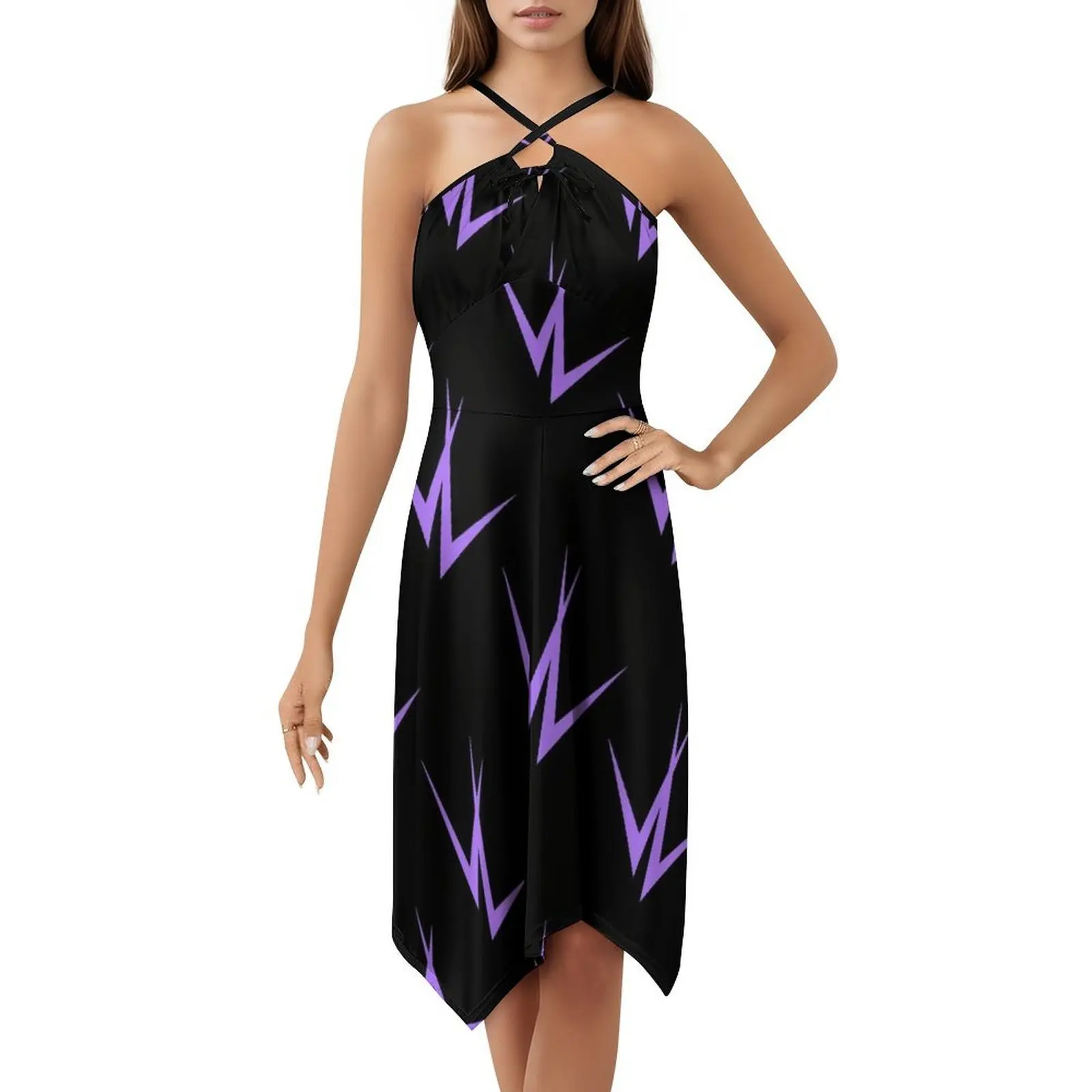 فستان بوهيمي عتيق بشعار أرجواني بأكمام منتفخة أو خيارات بدون أكمام للنساء فستان أرجواني مصاص دماء أسود ملابس نسائية #5