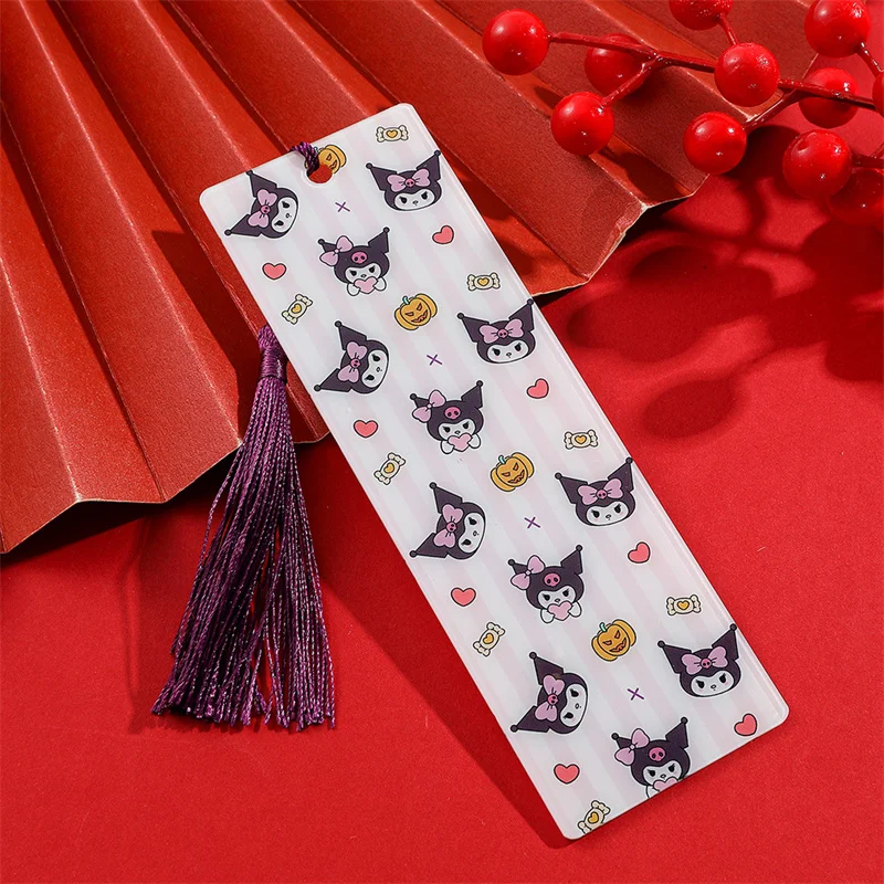 Sanrio Kuromi Kitty Acrylic Bookmark ، شرابات إبداعية ، علامة كتاب للكتب ، لوازم مكتبية ، 15