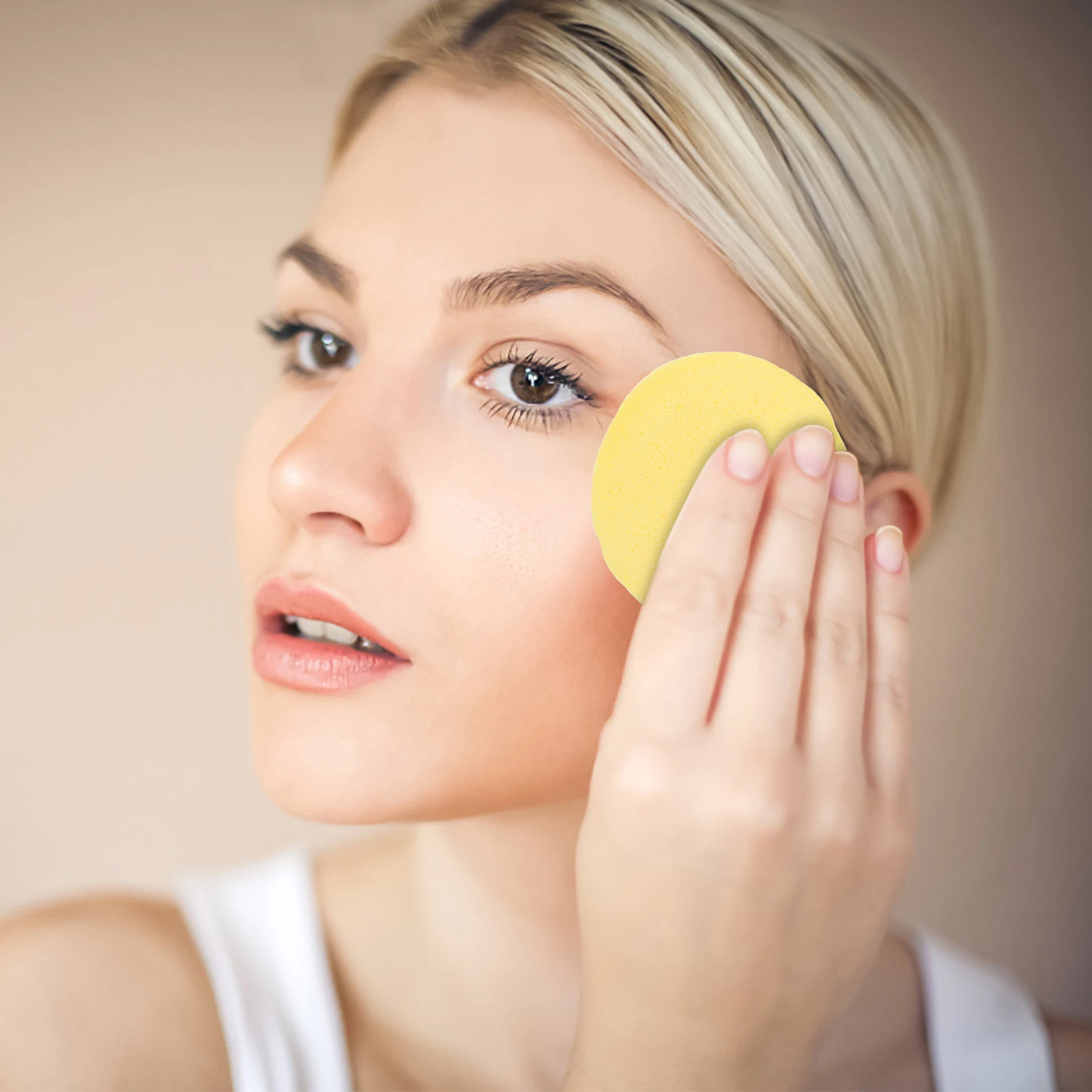 

60 Pcs Compressed Facial Sponges Water Absorbing Cleansing Skin Friendly Yellow Home Travel Practical Long Use