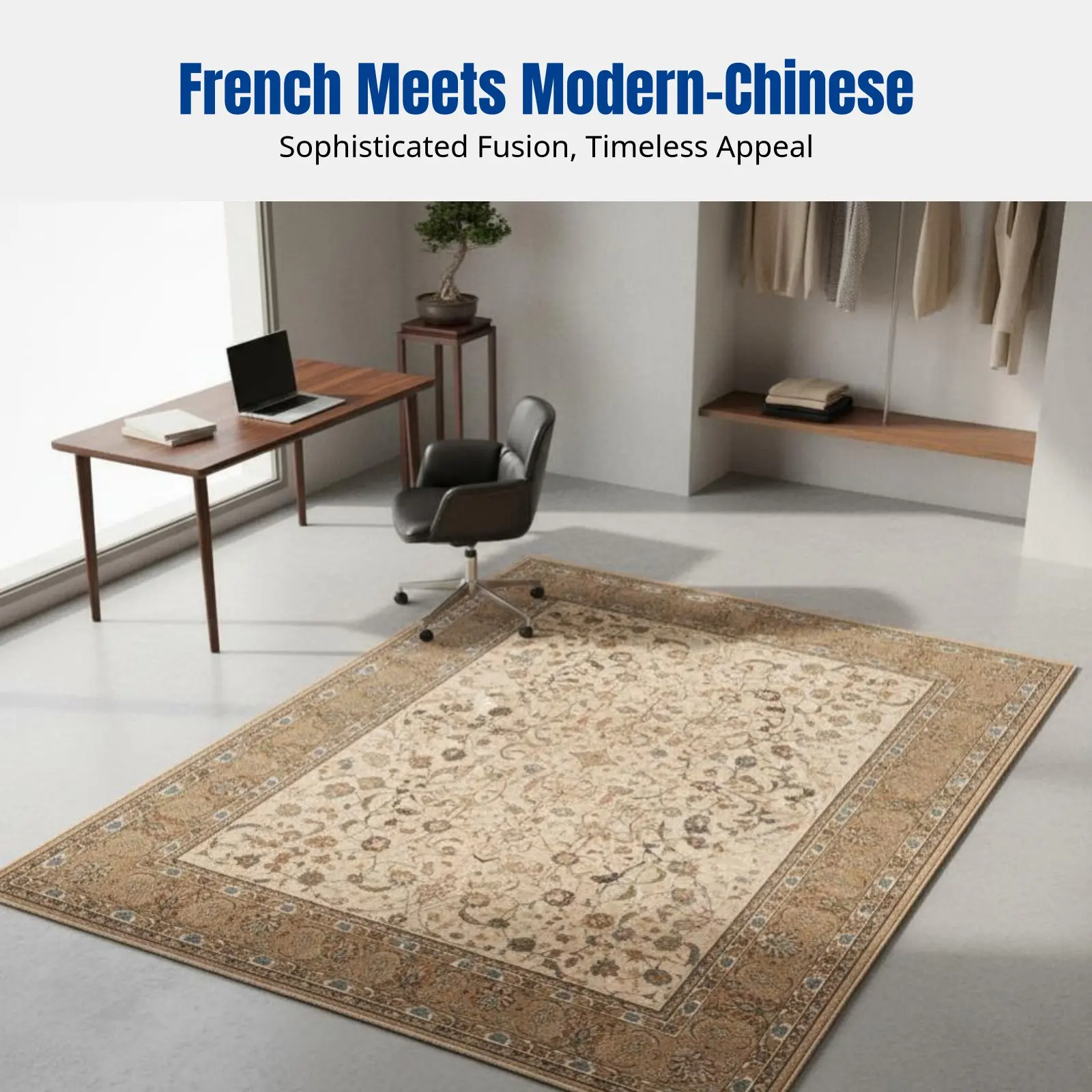 

Thickened Polyester Carpet, French Tranquil Floral, New Chinese Vintage, Living Room, Bedroom, Bedside, Tea Table Mat