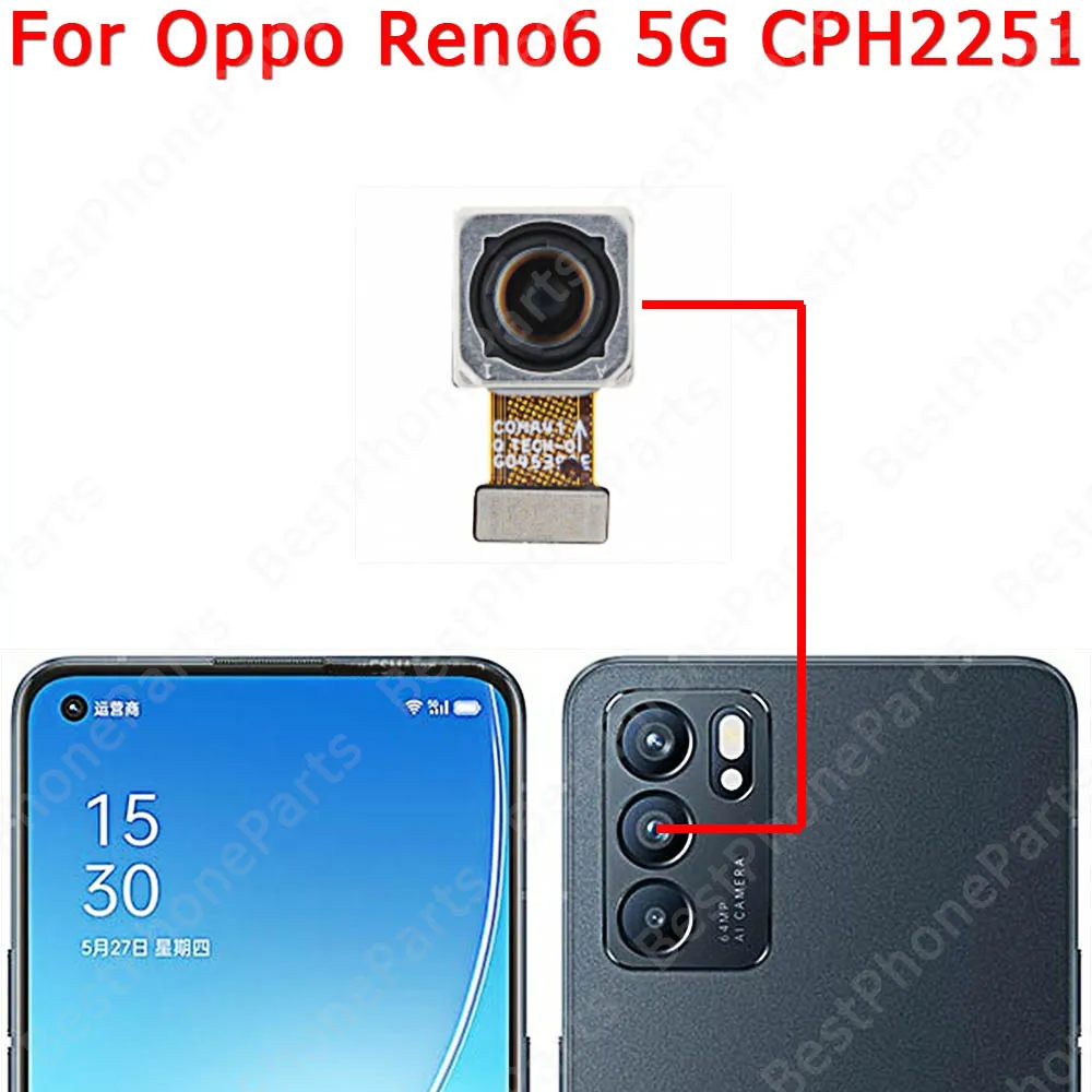 Selfie Rear Camera Module For OPPO Reno5 Reno6 Reno 5 6 Pro 5G Back View Big Front Facing Backside Camera Spare Parts