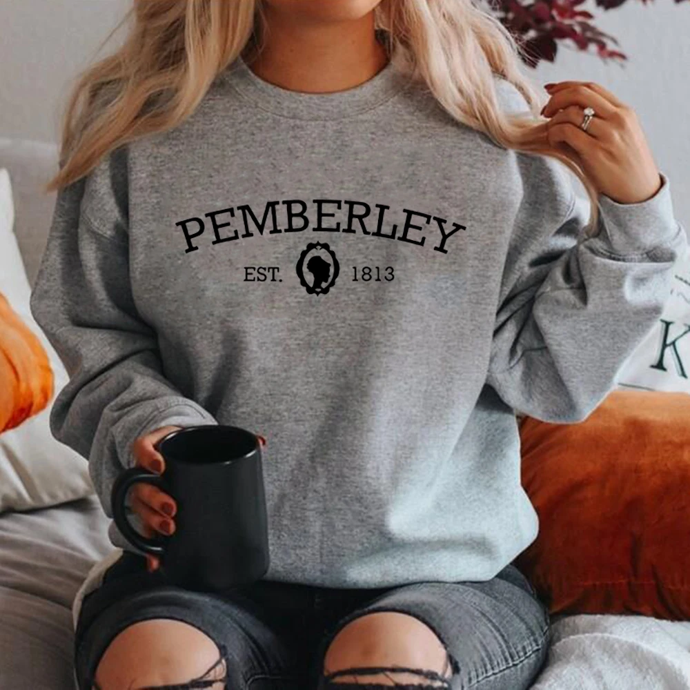 Pemberley Sweatshirt Jane Austen Hoodies Pride and Prejudice Graphic Sweatshirts Women Autumn Winter Pullovers Streetwear Tops