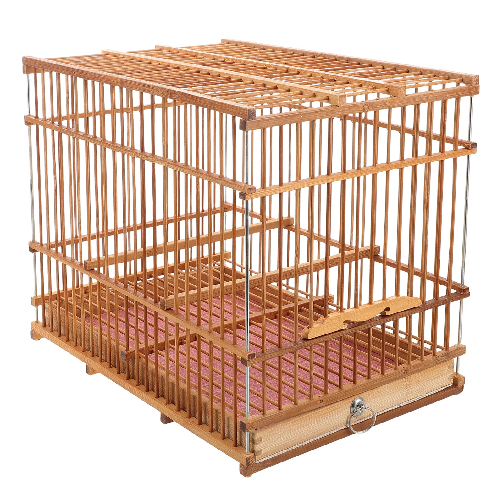 

Elegant Bamboo Woven Small Bird Cage Portable Lightweight Parrot Finch Canary Travel Case Indoor Outdoor Decor