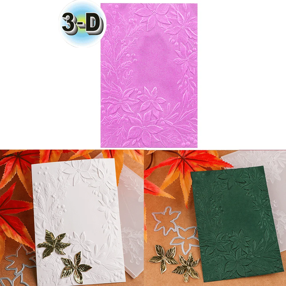 Wreath Surrounds 3D Embossing Folder and Matching Dies for Adding Textured Detail To Paper Crafting Card Making Supplies