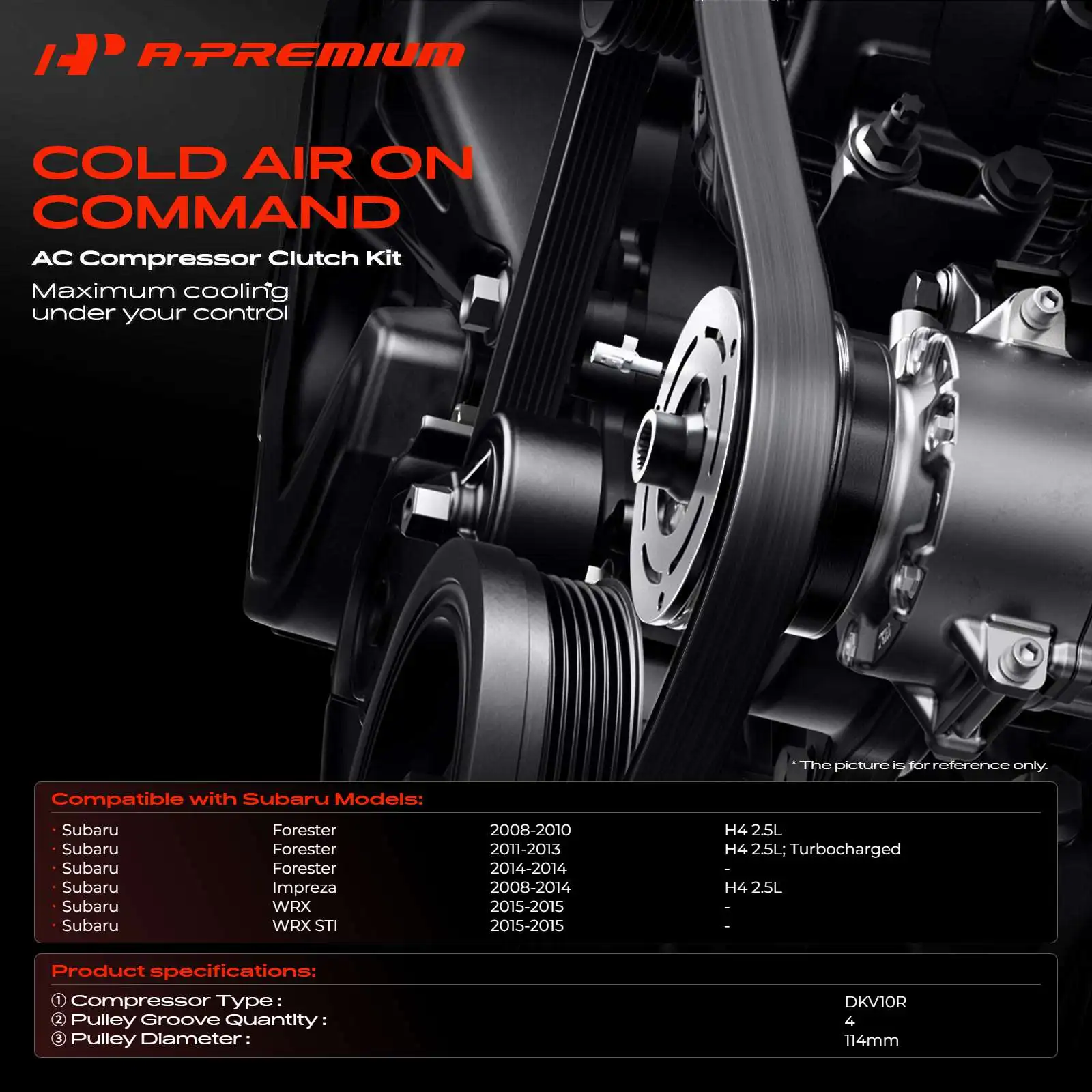A-Premium AC Compressor Clutch Kit for Subaru Forester Impreza 2008-2014 WRX WRX STI 2015 - view 2