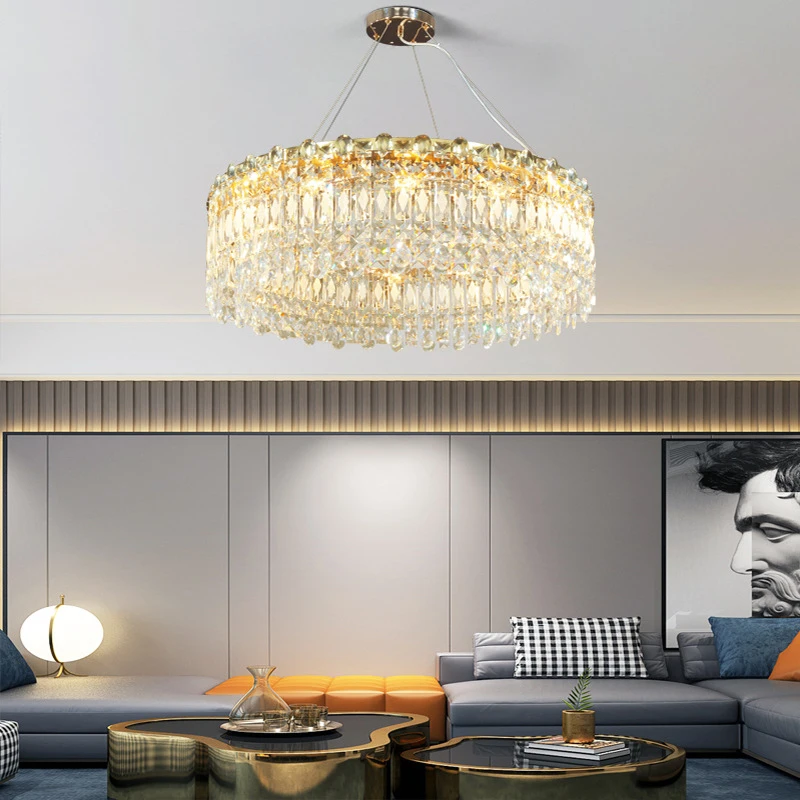 

Modern Led Clear Pendant Light Crystal Chandelier Lighting 2024 Luxury Lampe Lustres Living Room Decor Chandelier Lamparas Gold