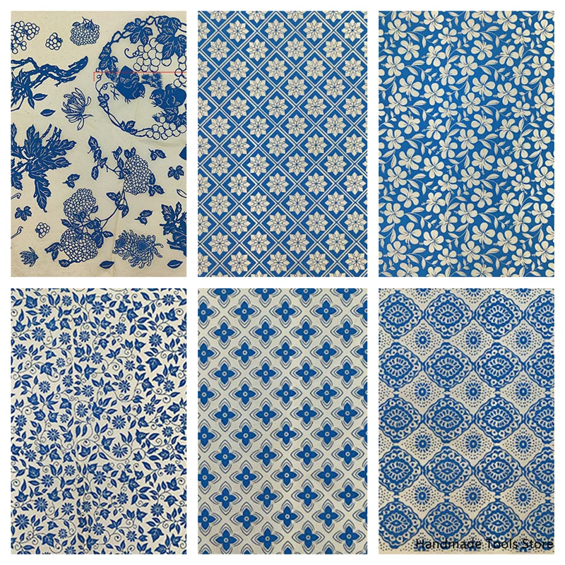 1PC Pottery Ceramic Clay Transfer Paper Underglaze Flower Paper High Temperature Jingdezhen Blue And White Porcelain Plain Decal