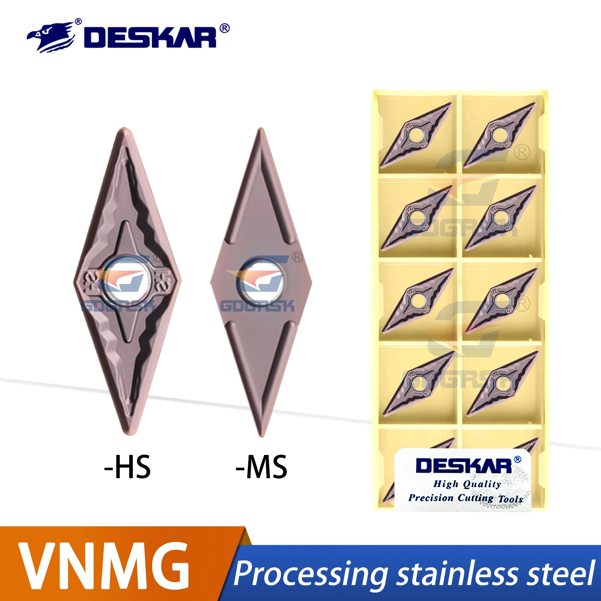 

DESKAR 100% Original Outer Circular Rhombus Stainless Steel Turning Blade VNMG160404/08-MS HS MA LF6018 Groove Type Cutting Tool