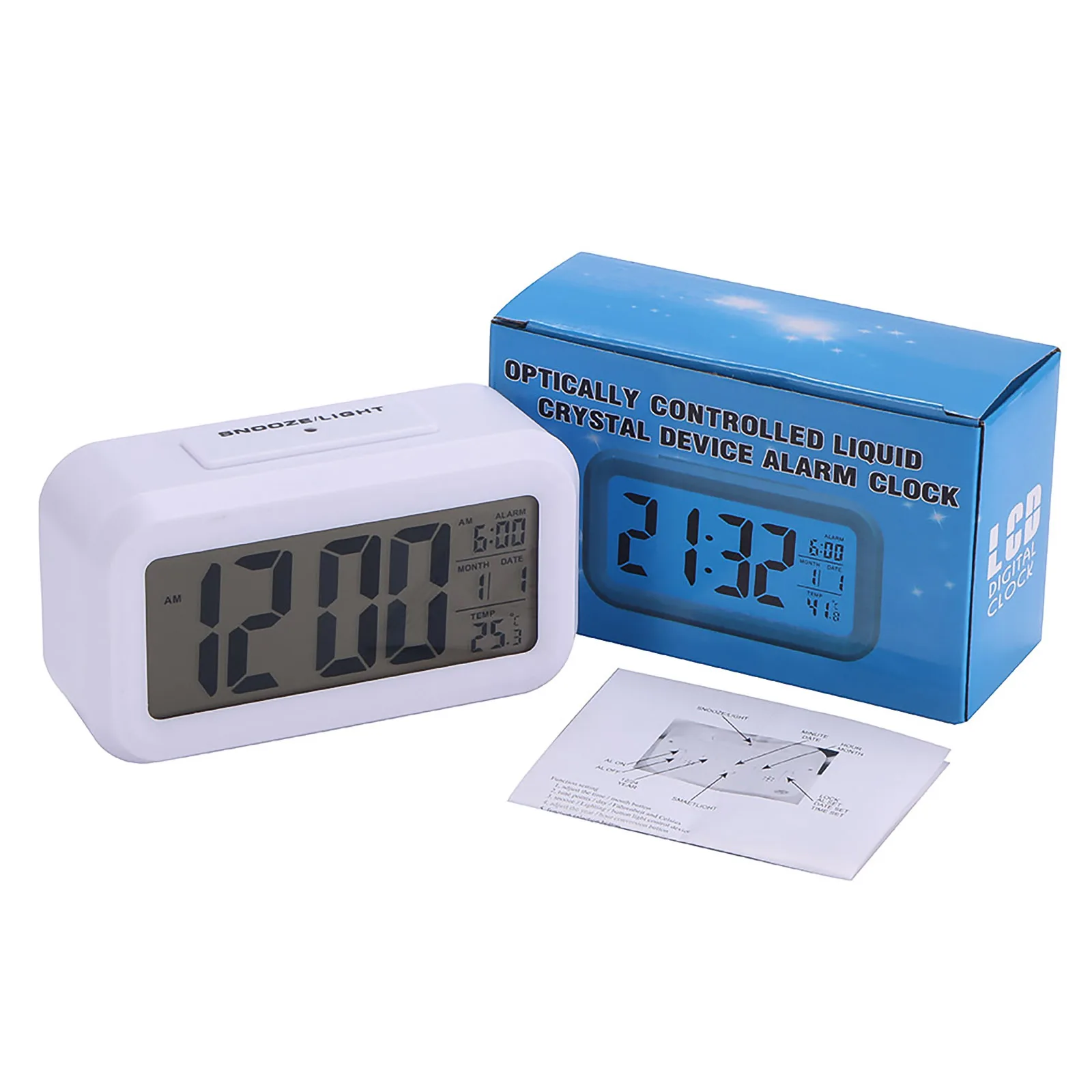 

LED Digital Alarm Clock Backlight Snooze Mute Calendar Desktop Clocks Electronic Bcaklight Table Clocks Desktop Clock Battery