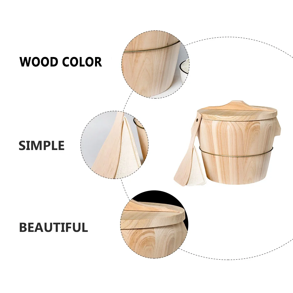 Rice Steamer Steamed Bucket Wooden Unique for Household Storage Container Natural Sushi