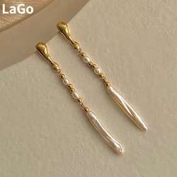 Trendy Jewelry Simulated Pearl Elegant Temperament High Quality Long Dangle Earrings For Women Wedding Gifts Fine Accessories