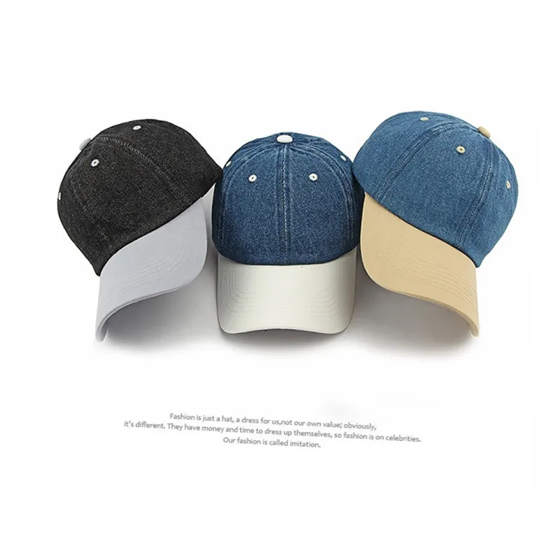 Personalised DIY logo cotton Snapback hats Adult patchwork washed demin sports fishing golf hats Custom logo Baseball cap