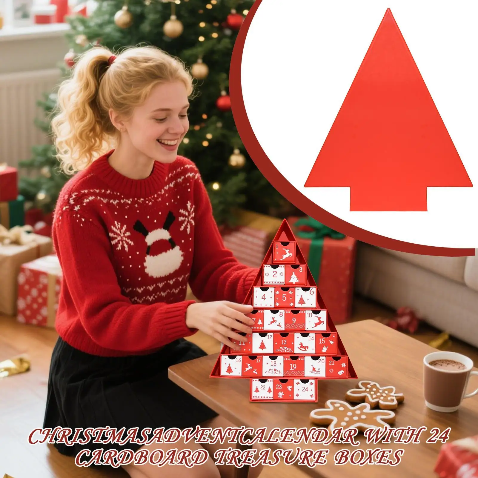 عيد الميلاد العد التنازلي صندوق 24 يوم فارغة العد التنازلي التقويم صناديق زخرفة احتفالية مع مقصورات مرقمة لقضاء عطلة الشتاء