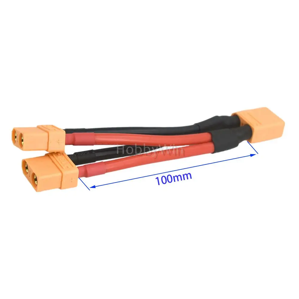 XT90 plug Parallel Connection Cable 10awg wire 1 Male +2 Female Keep same voltage & Increase Capacity