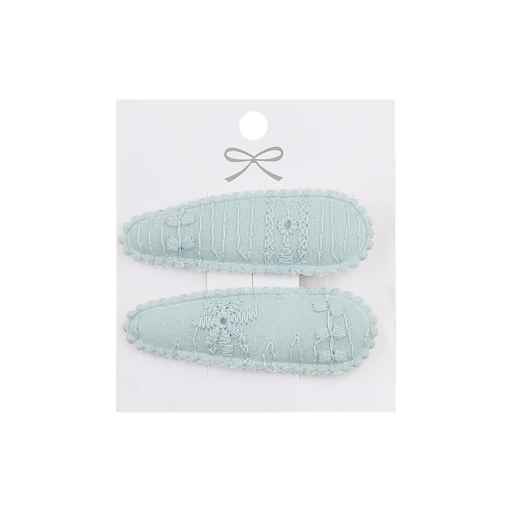 2pc Blumendruck 2 Zoll Basic Snap Baby Haar Tropfen Clips Spitze Stickerei Haar Klemme Pins Haarnadeln Baumwolle Plaid BB Haarspangen Mädchen – Detail 35